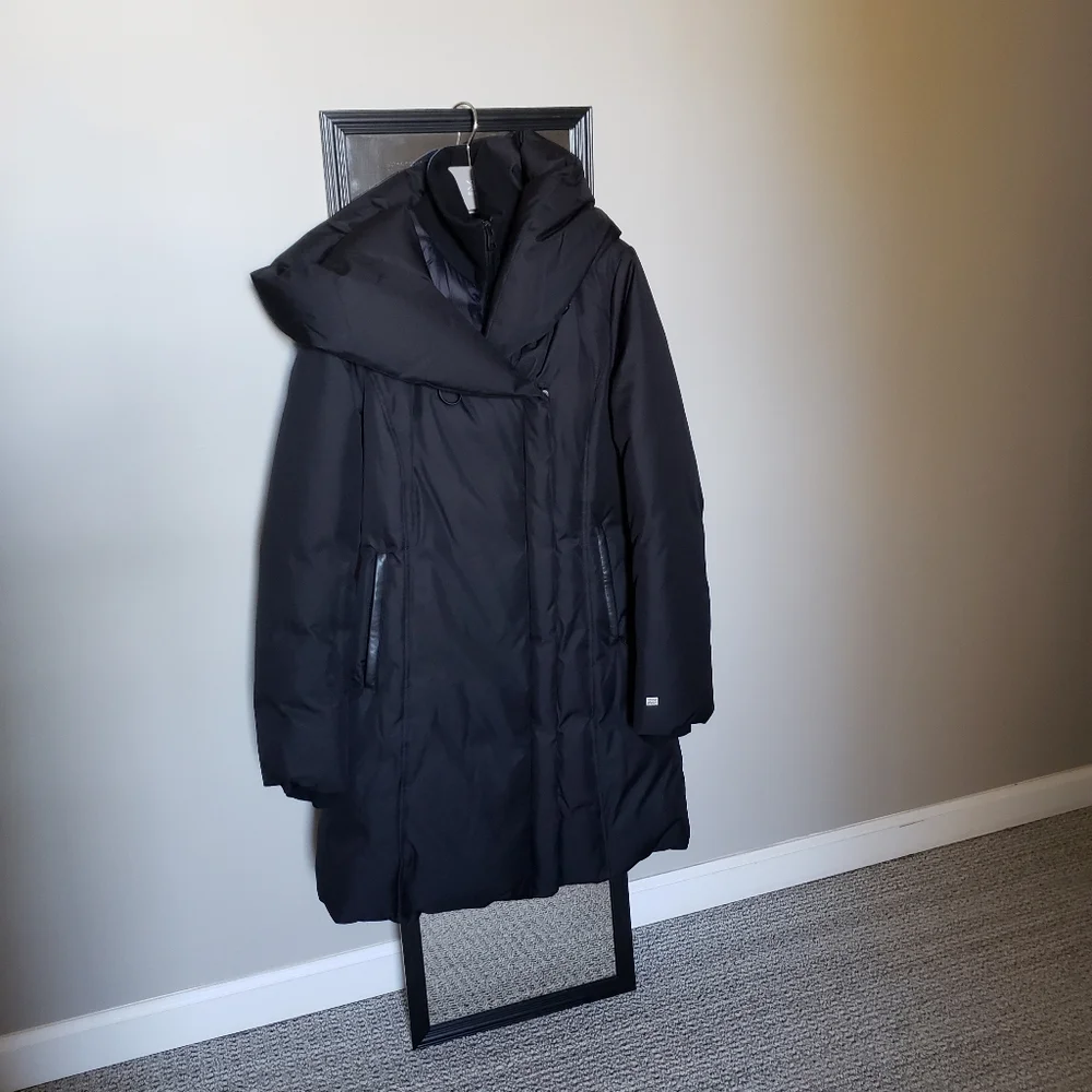 Soia & Kyo Camelia Slim Fit Brushed Down Coat with Leather Trims - Picture 12 of 15